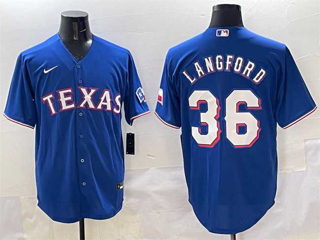 Men%27s Texas Rangers #36 Wyatt Langford Royal Cool Base Limited Stitched Jersey->texas rangers->MLB Jersey